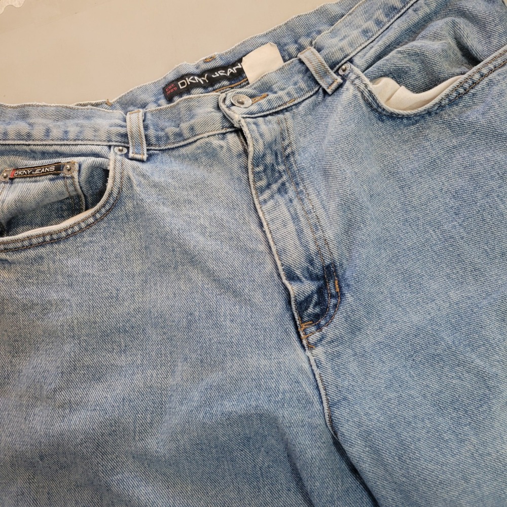 Vintage DKNY Jeans Womens 12 Light Wash High Rise Straight Leg Denim Made in USA